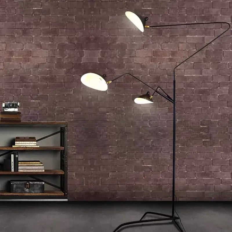 Industrial black metal floor lamp living room three light tripod