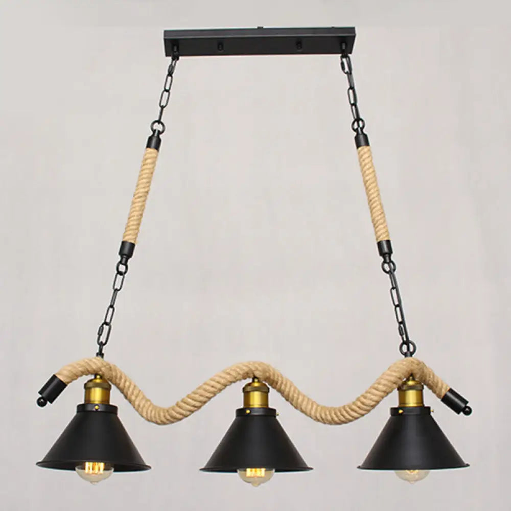 DecorBites™ Industrial Black Metal Island Chandelier Cage Restaurant Light Fixture