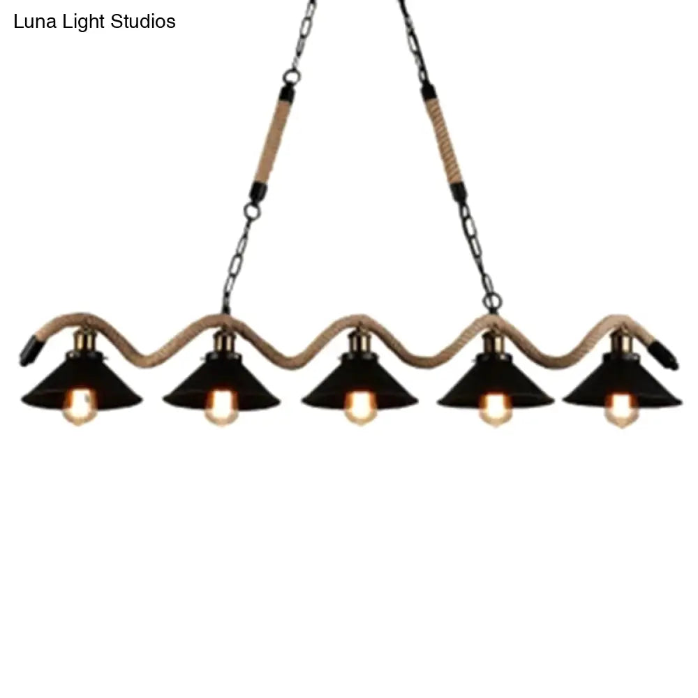DecorBites™ Industrial Black Metal Island Chandelier Cage Restaurant Light Fixture