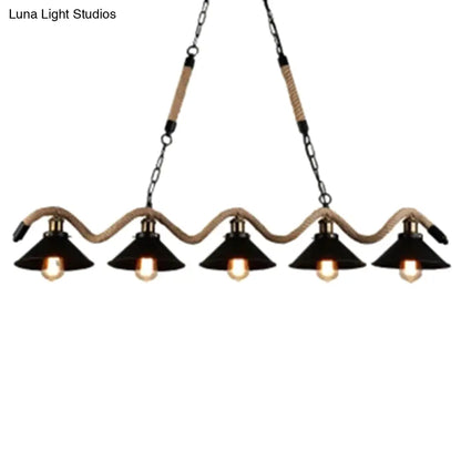 DecorBites™ Industrial Black Metal Island Chandelier Cage Restaurant Light Fixture