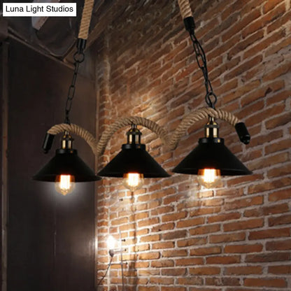 DecorBites™ Industrial Black Metal Island Chandelier Cage Restaurant Light Fixture