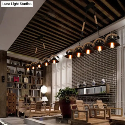 Industrial black metal island chandelier kitchen rope pendant light