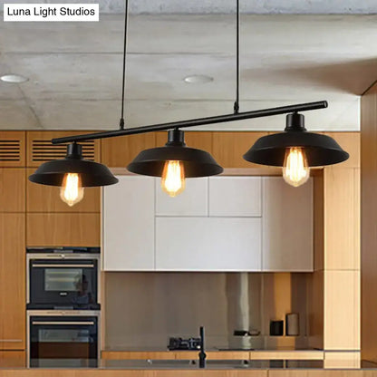 Industrial black metal island lamp dining room 3 light chandelier
