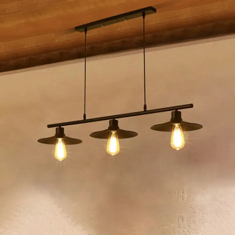 Industrial black metal island lamp dining room 3 light chandelier