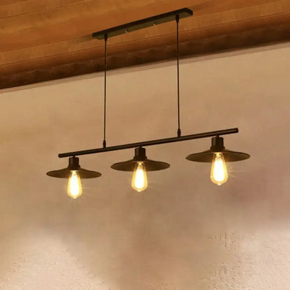 Industrial black metal island lamp dining room 3 light chandelier