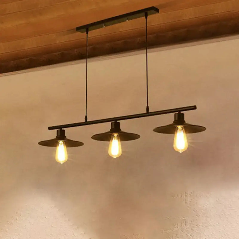 Industrial black metal island lamp dining room 3 light chandelier