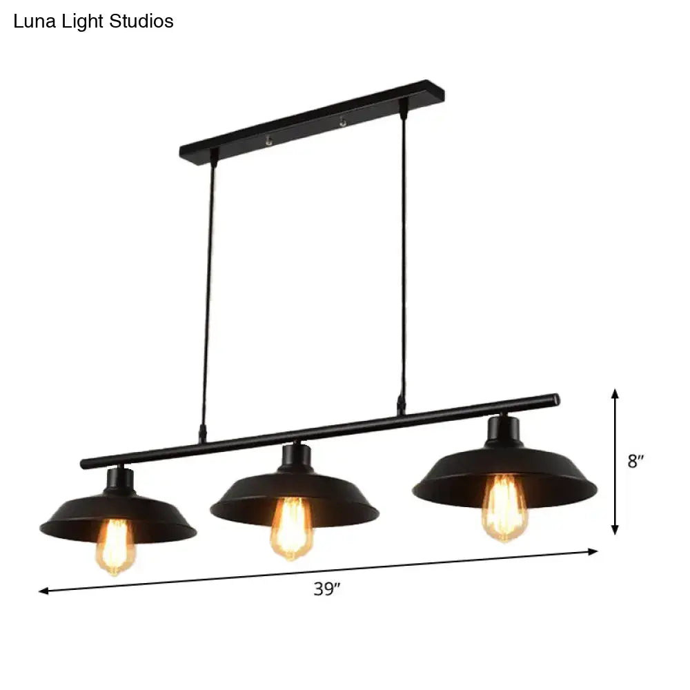 Industrial black metal island lamp dining room 3 light chandelier