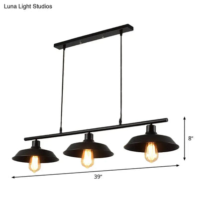 Industrial black metal island lamp dining room 3 light chandelier