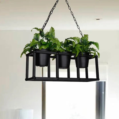 Industrial black metal island light fixture kitchen hanging plant lamp
