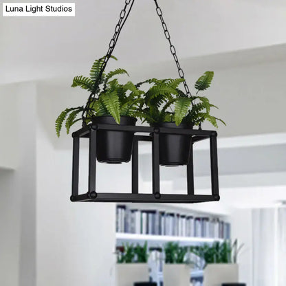 Industrial black metal island light fixture kitchen hanging plant lamp