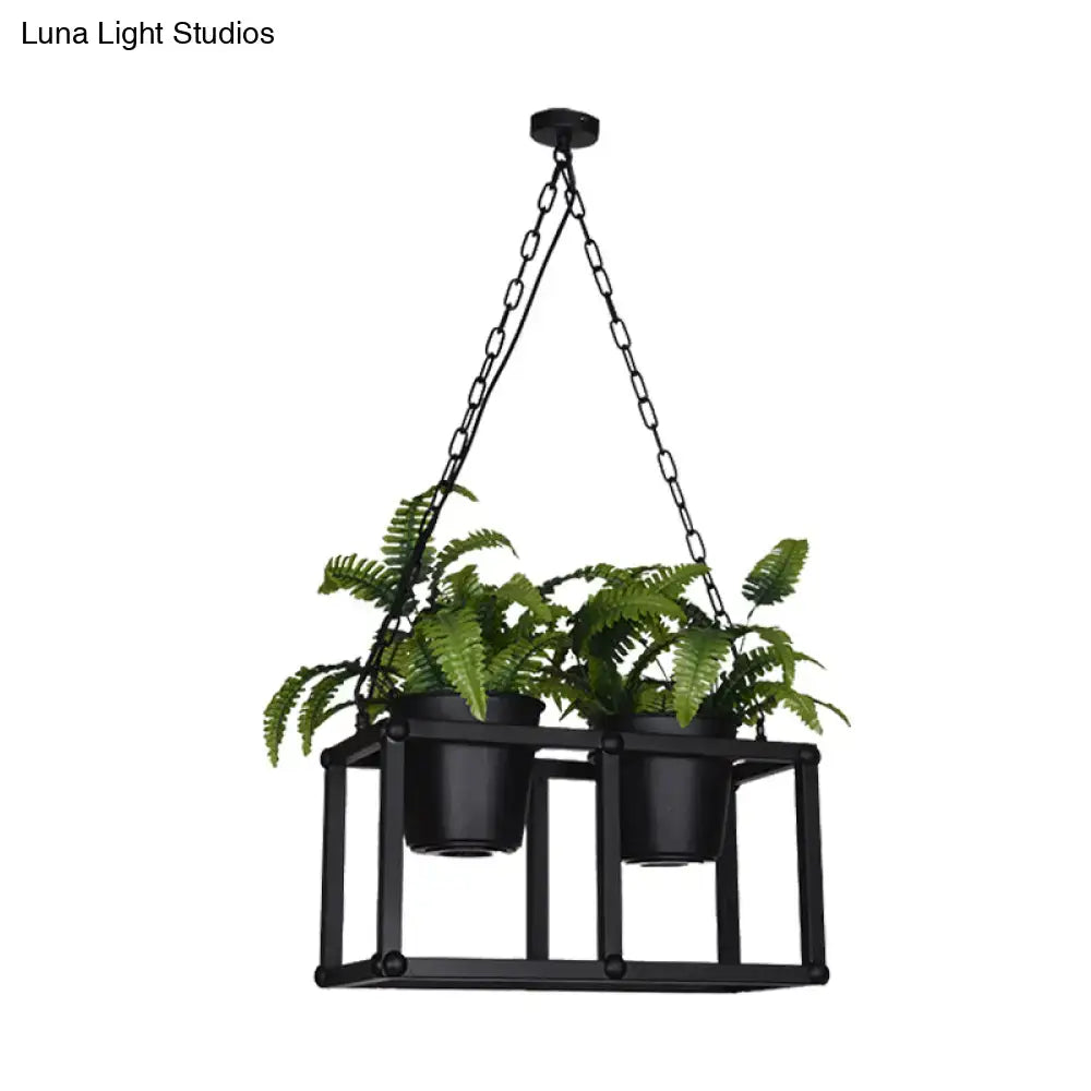 Industrial black metal island light fixture kitchen hanging plant lamp