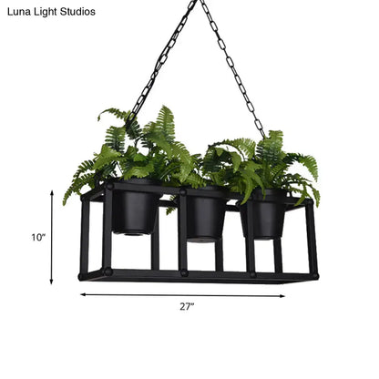 Industrial black metal island light fixture kitchen hanging plant lamp