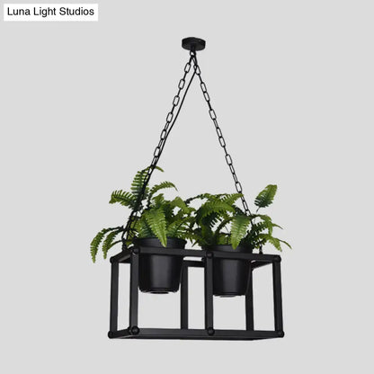 Industrial black metal island light fixture kitchen hanging plant lamp