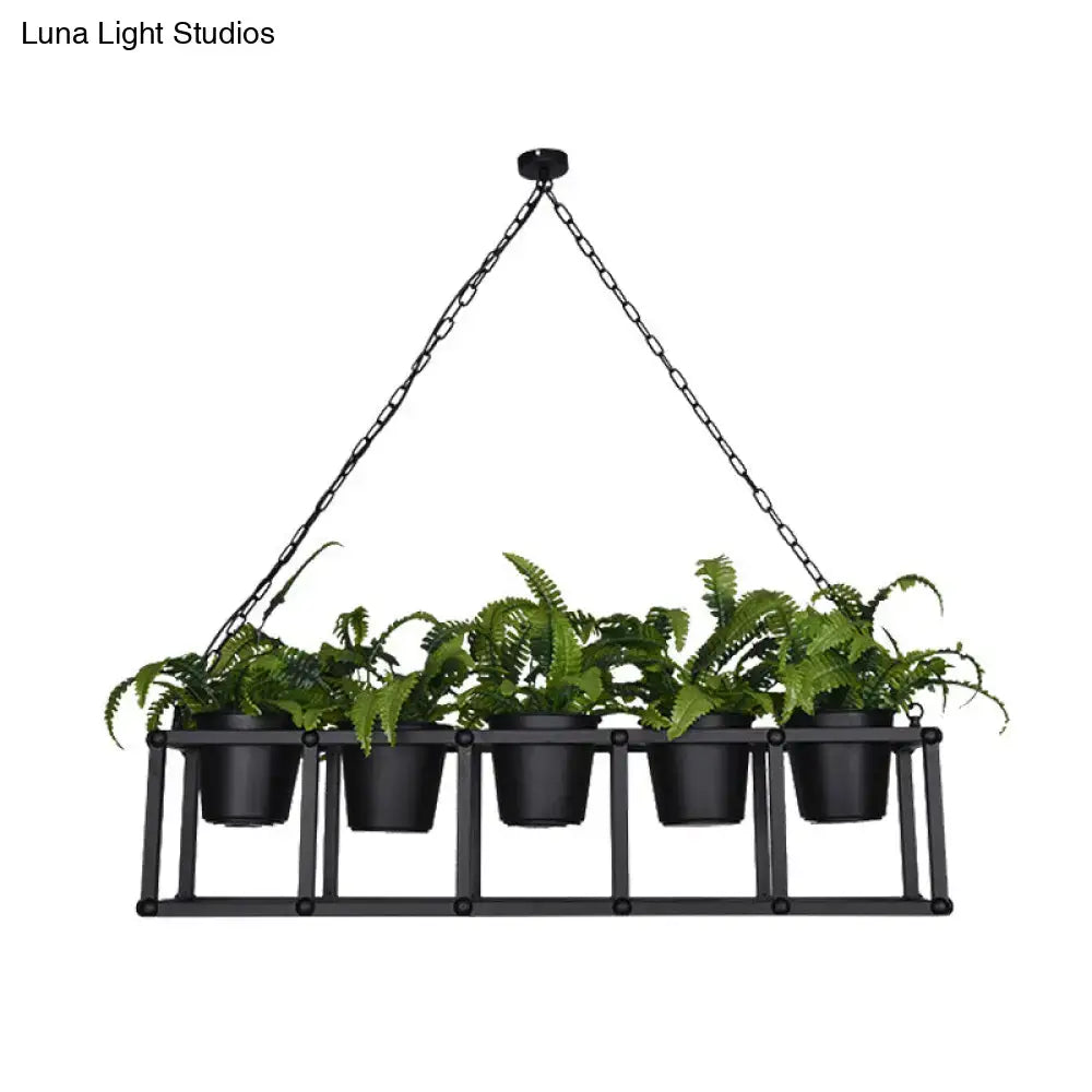 Industrial black metal island light fixture kitchen hanging plant lamp