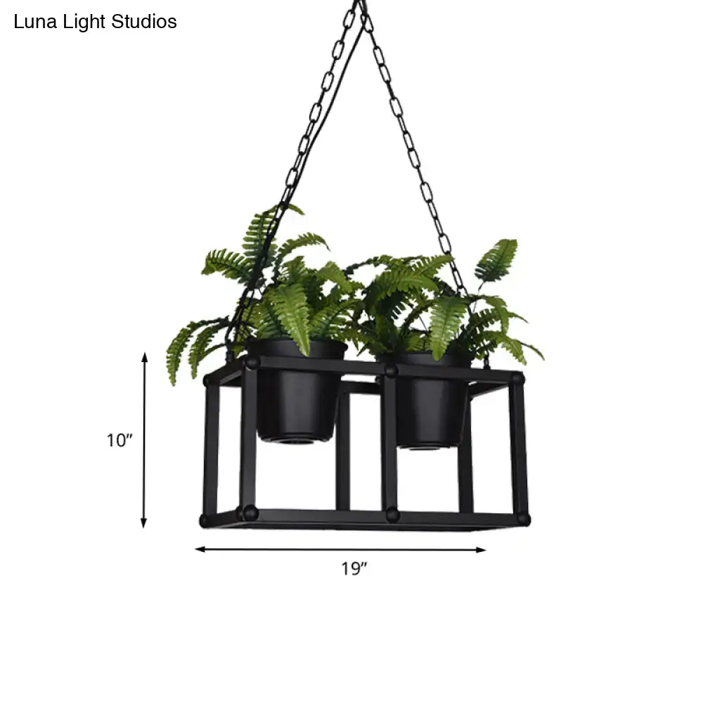 Industrial black metal island light fixture kitchen hanging plant lamp