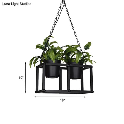 Industrial black metal island light fixture kitchen hanging plant lamp
