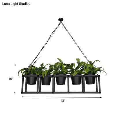 Industrial black metal island light fixture kitchen hanging plant lamp