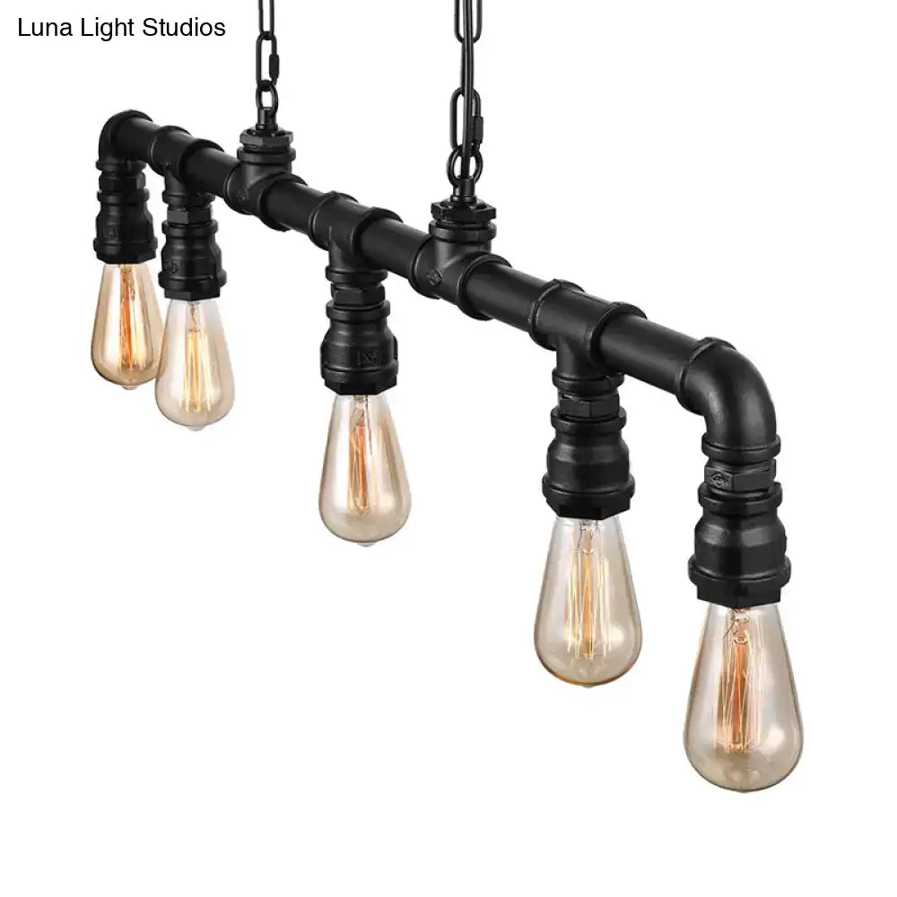 Industrial black metal island pendant light for kitchen dining room