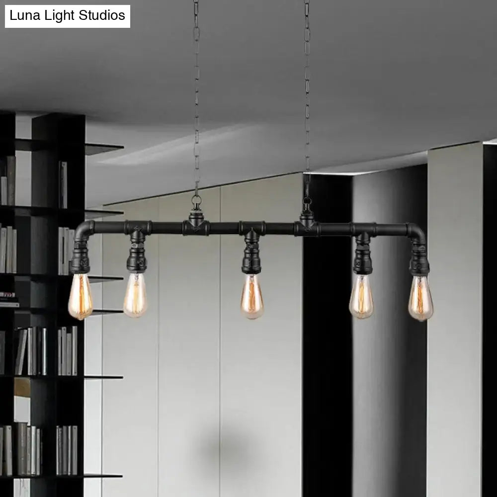 Industrial black metal island pendant light for kitchen dining room