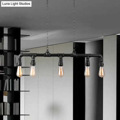 Industrial black metal island pendant light for kitchen dining room