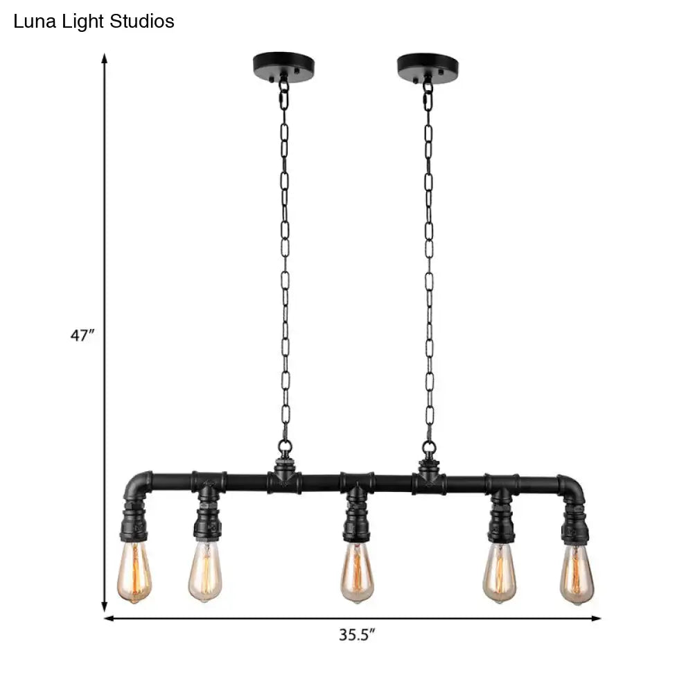 Industrial black metal island pendant light for kitchen dining room