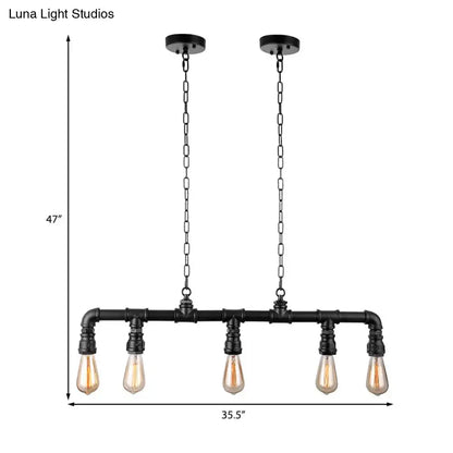 Industrial black metal island pendant light for kitchen dining room