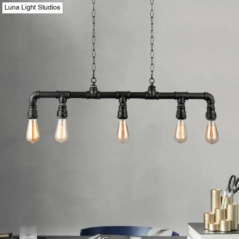 Industrial black metal island pendant light for kitchen dining room