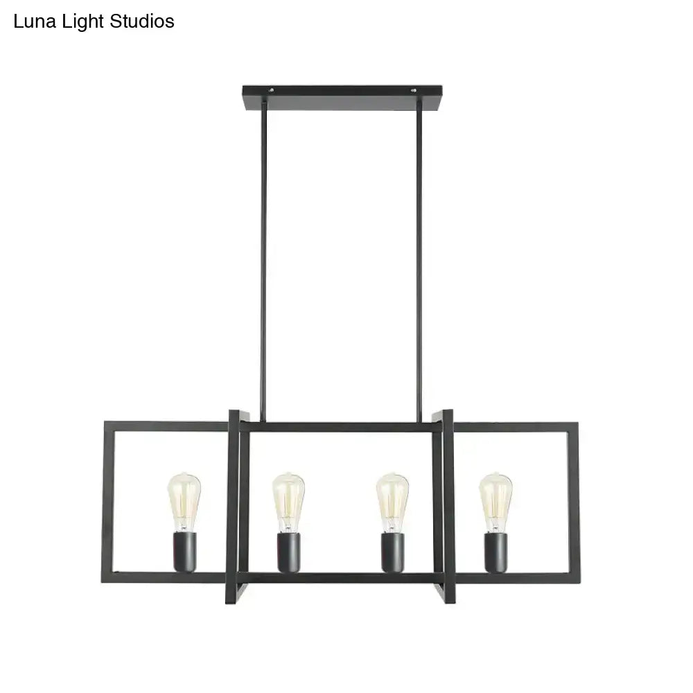 Industrial black metal island pendant light for living room