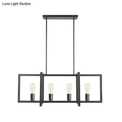 Industrial black metal island pendant light for living room