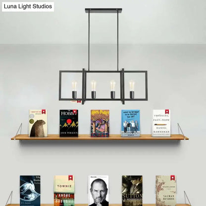 Industrial black metal island pendant light for living room