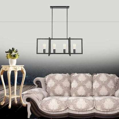 Industrial black metal island pendant light for living room