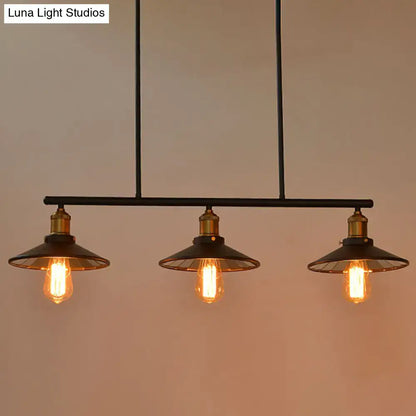 Industrial black metal island pendant with cone shade dining room light