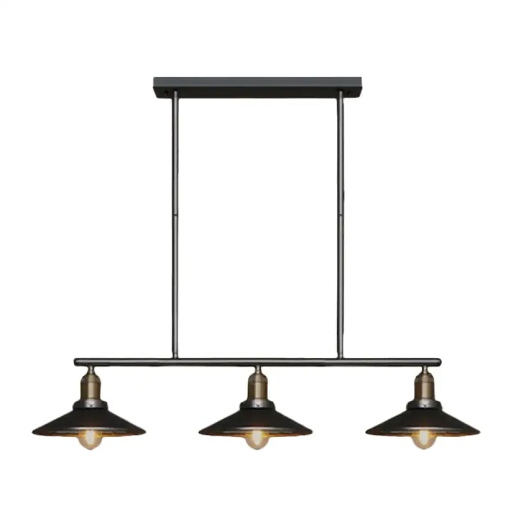 Industrial black metal island pendant with cone shade dining room light