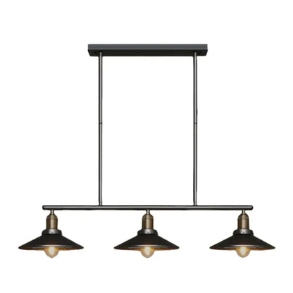 Industrial black metal island pendant with cone shade dining room light