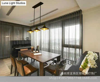Industrial black metal island pendant with cone shade dining room light