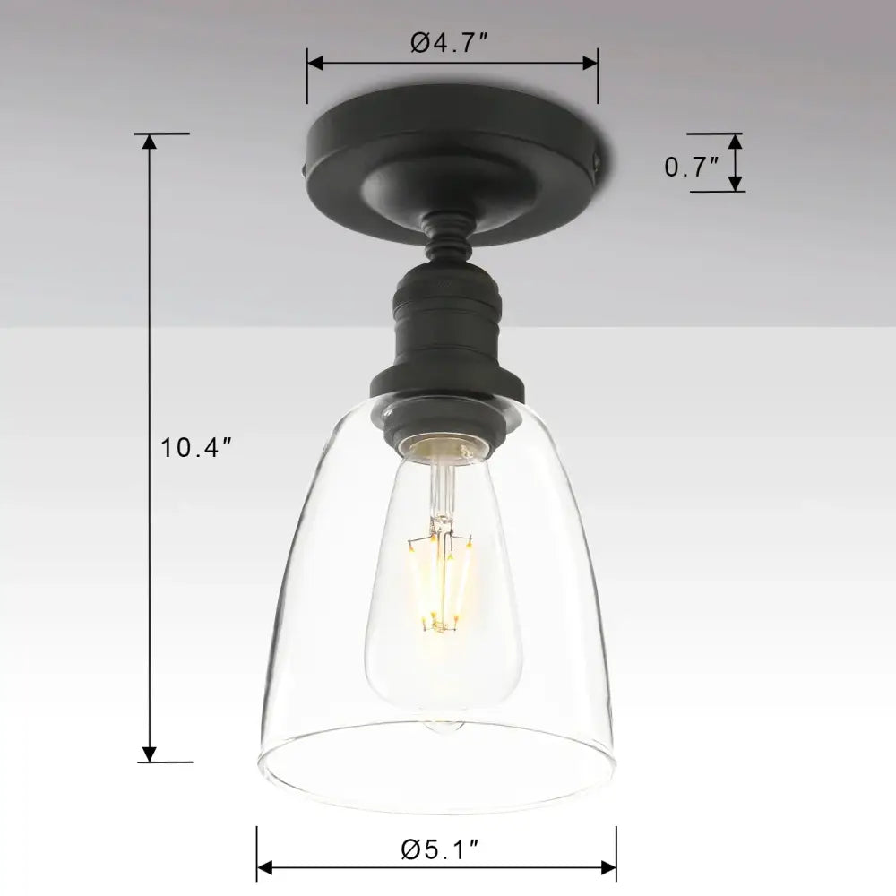 Industrial black metal loft bar pendant light with glass shade kitchen