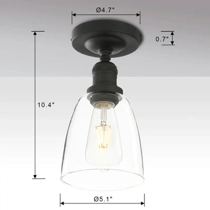 Industrial black metal loft bar pendant light with glass shade kitchen