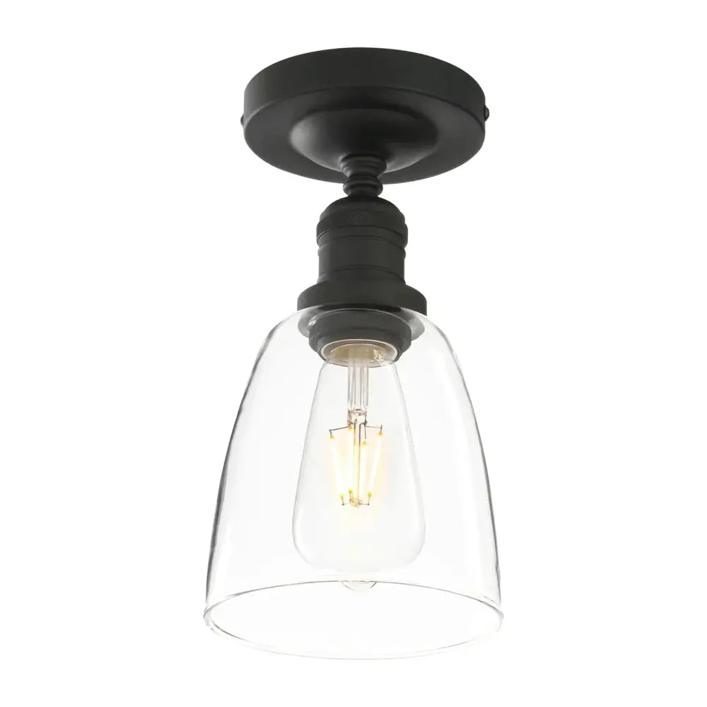 Industrial black metal loft bar pendant light with glass shade kitchen