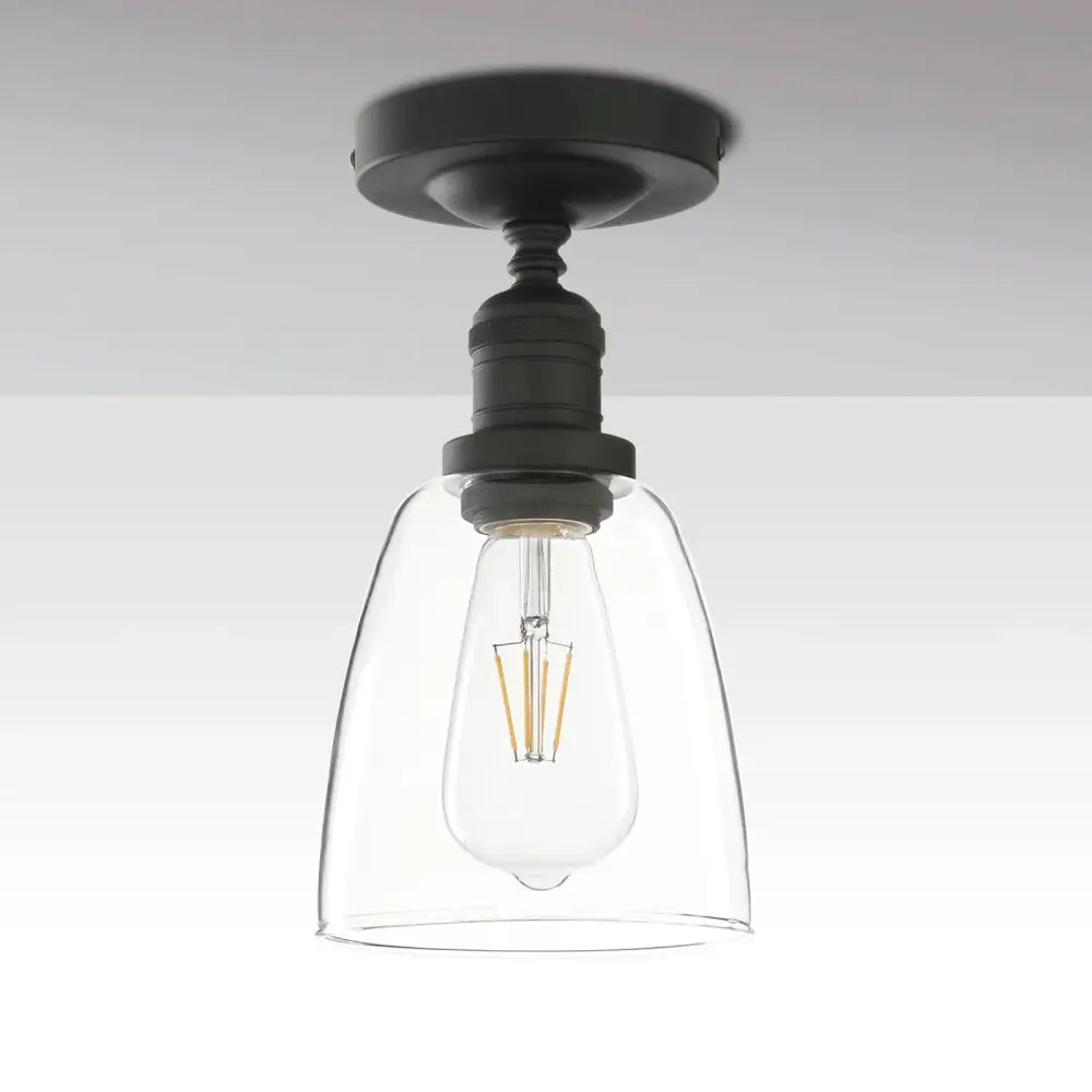 Industrial black metal loft bar pendant light with glass shade kitchen