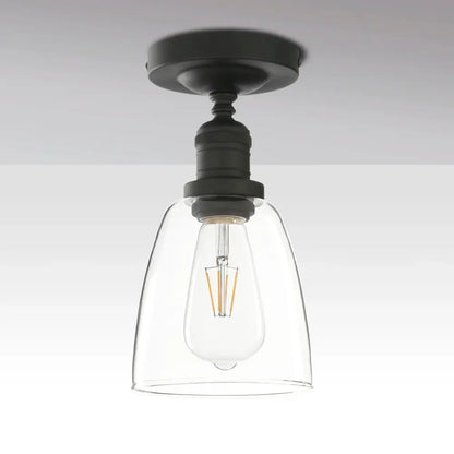 Industrial black metal loft bar pendant light with glass shade kitchen