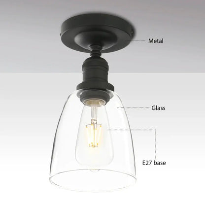 Industrial black metal loft bar pendant light with glass shade kitchen
