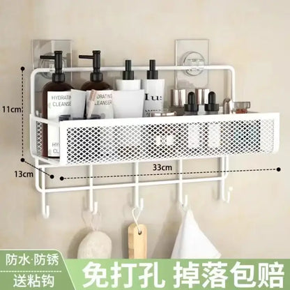 Industrial black metal mesh two tier wall shelf organizer kitchen rack
