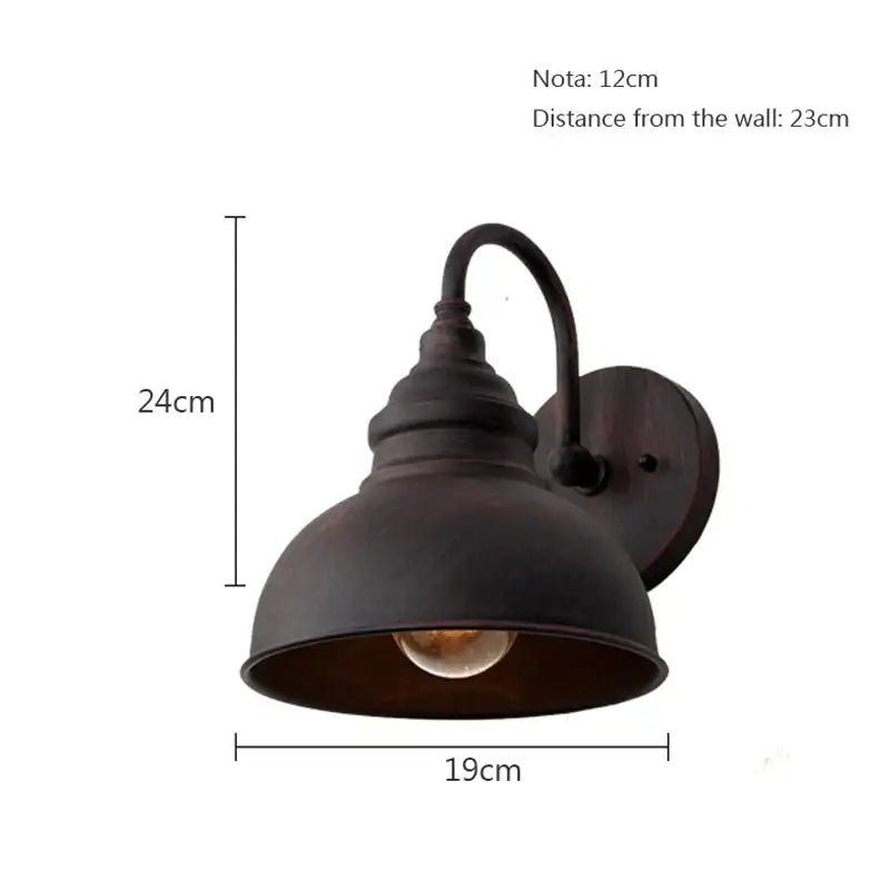 Industrial black metal outdoor wall lamp patio dome sconce