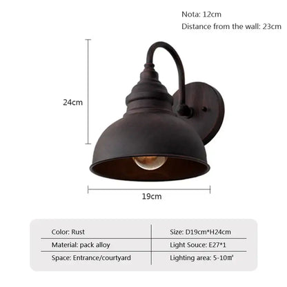 Industrial black metal outdoor wall lamp patio dome sconce