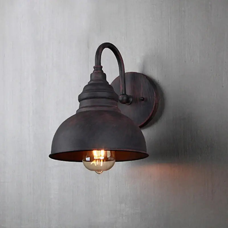 Industrial black metal outdoor wall lamp patio dome sconce