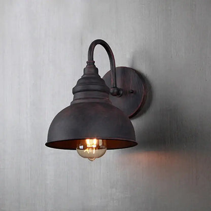 Industrial black metal outdoor wall lamp patio dome sconce