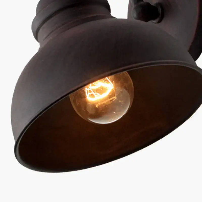 Industrial black metal outdoor wall lamp patio dome sconce