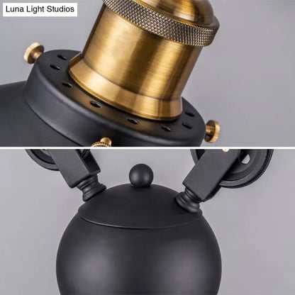 Industrial black metal pulley pendant light – kitchen island set of 3