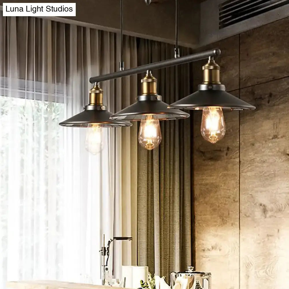Industrial black metal saucer foyer island light kitchen ceiling light