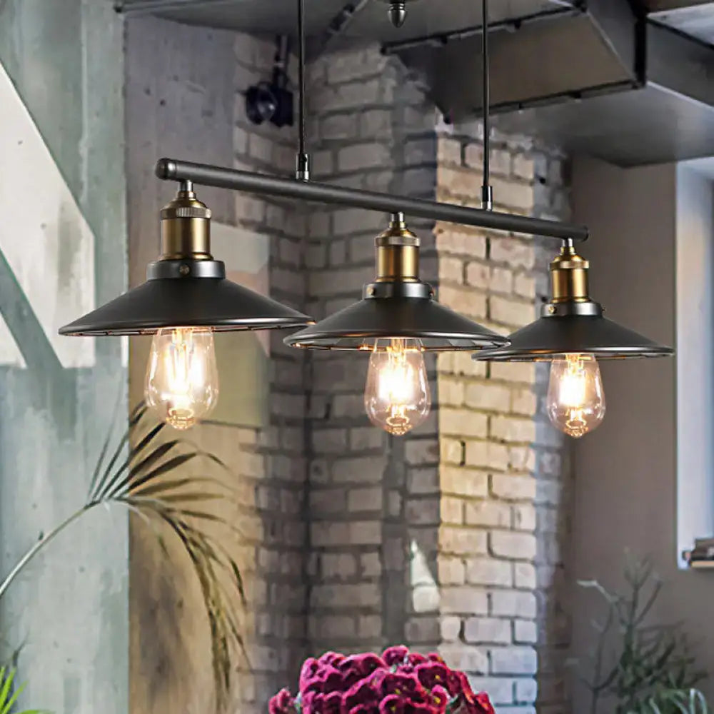 Industrial black metal saucer foyer island light kitchen ceiling light
